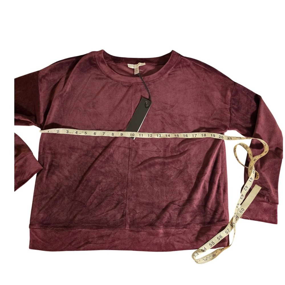 Cable & Gauge Studio Womens Velour Sweatshirt Plum Purple Size M NWT - Picture 5 of 7